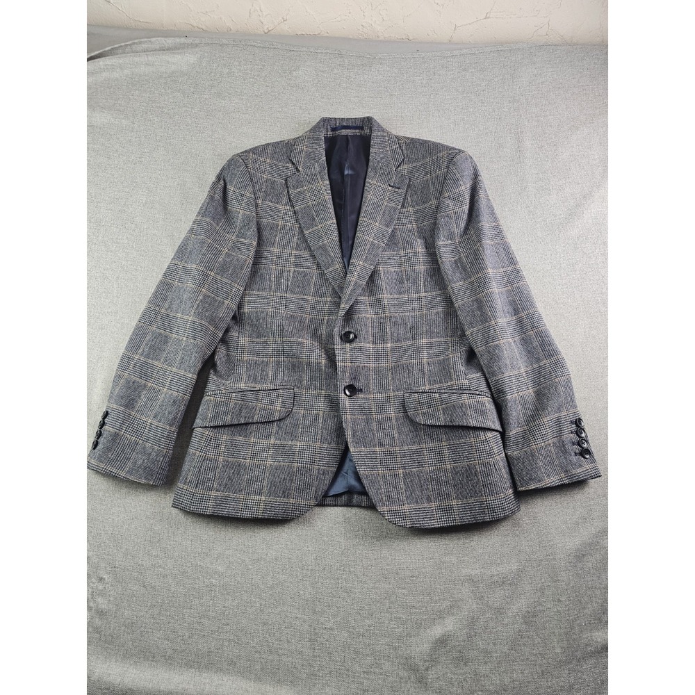 Charles Thyrwitt Blazer Mens 38 S Glen Plaid Moon British Cloth Wool Blend Slim